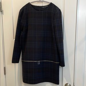 Zara Navy and Black Plaid Dress